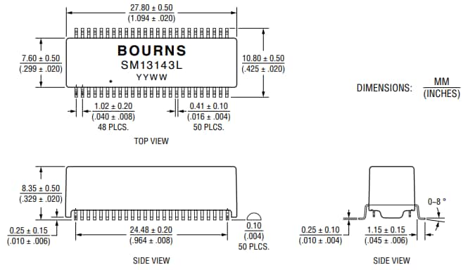 Bourns SM13143EL 10/100/1000 Base-T Transformer Bourns SM13143EL 10/100/1000 Base-T Transformer