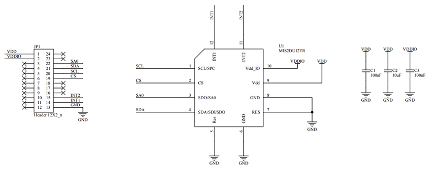 Schematic - STMicroelectronics STEVAL-MKI255A Adapter Board