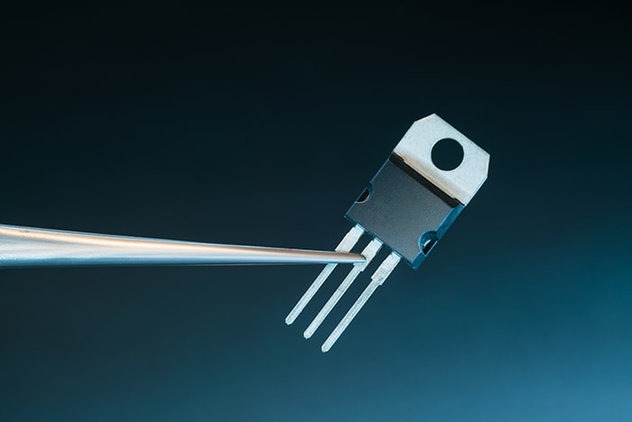 power transistors on a blue background